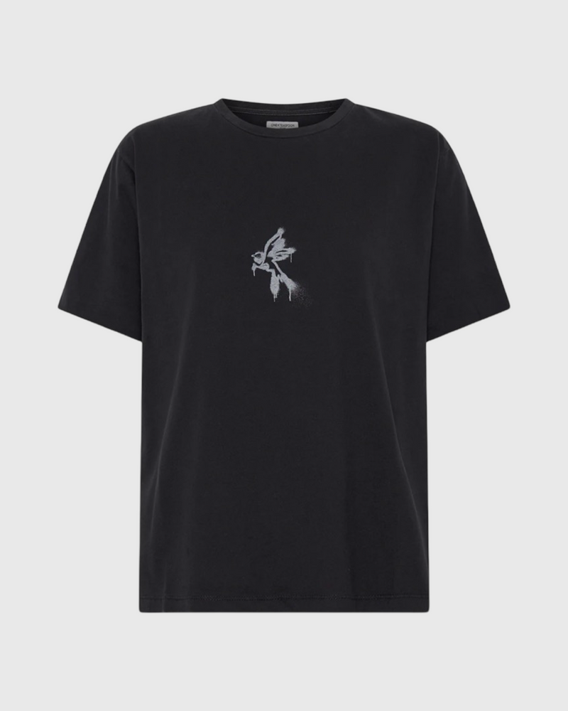 one teaspoon graffiti bird split hem tee black