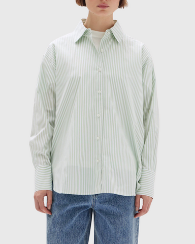 elk ligne print shirt blue stripe