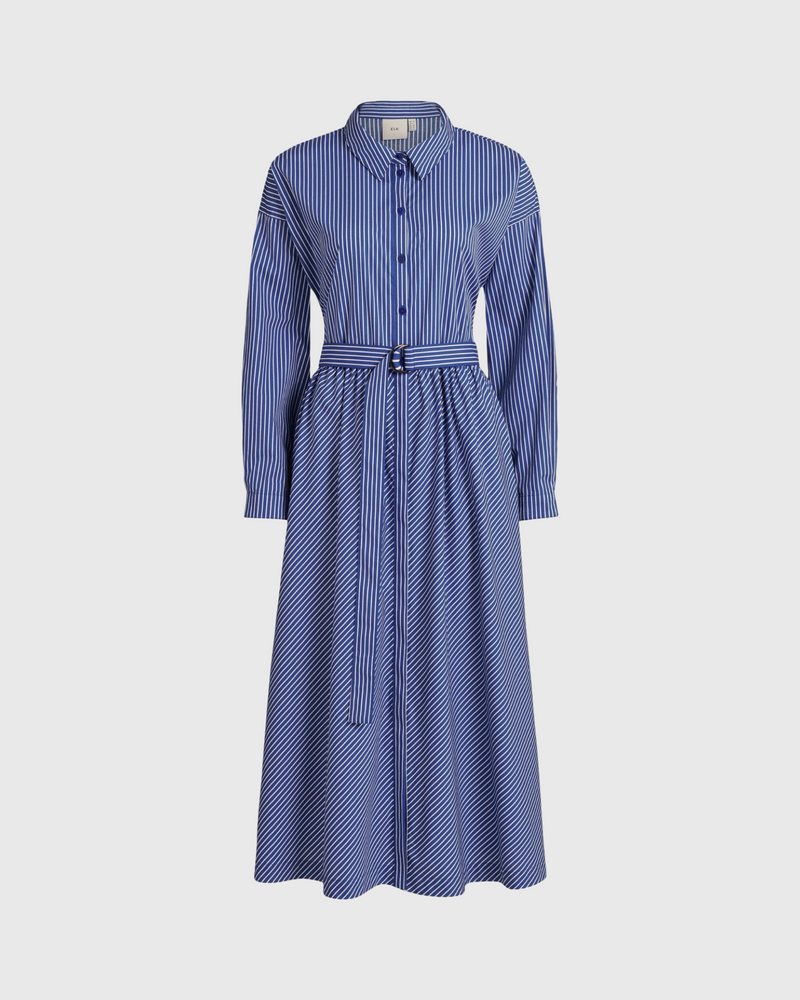 elk ligne shirt dress blue stripe