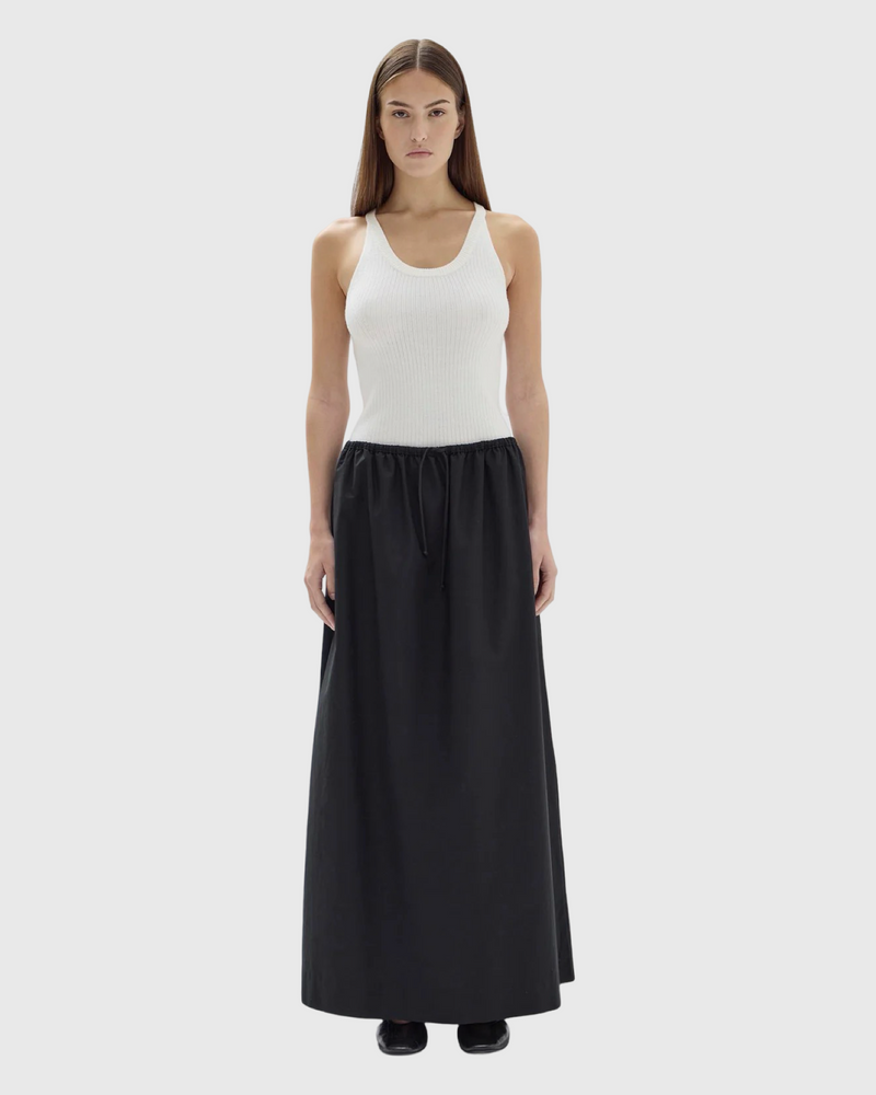 assembly label philipa poplin midi skirt black