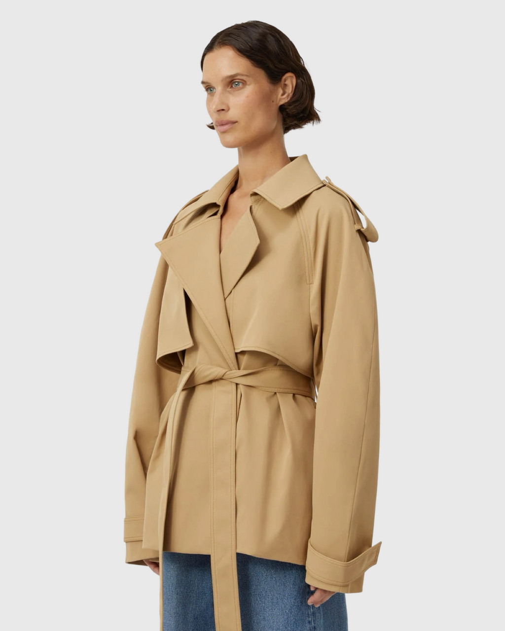 camilla and marc burdock trench jacket latte