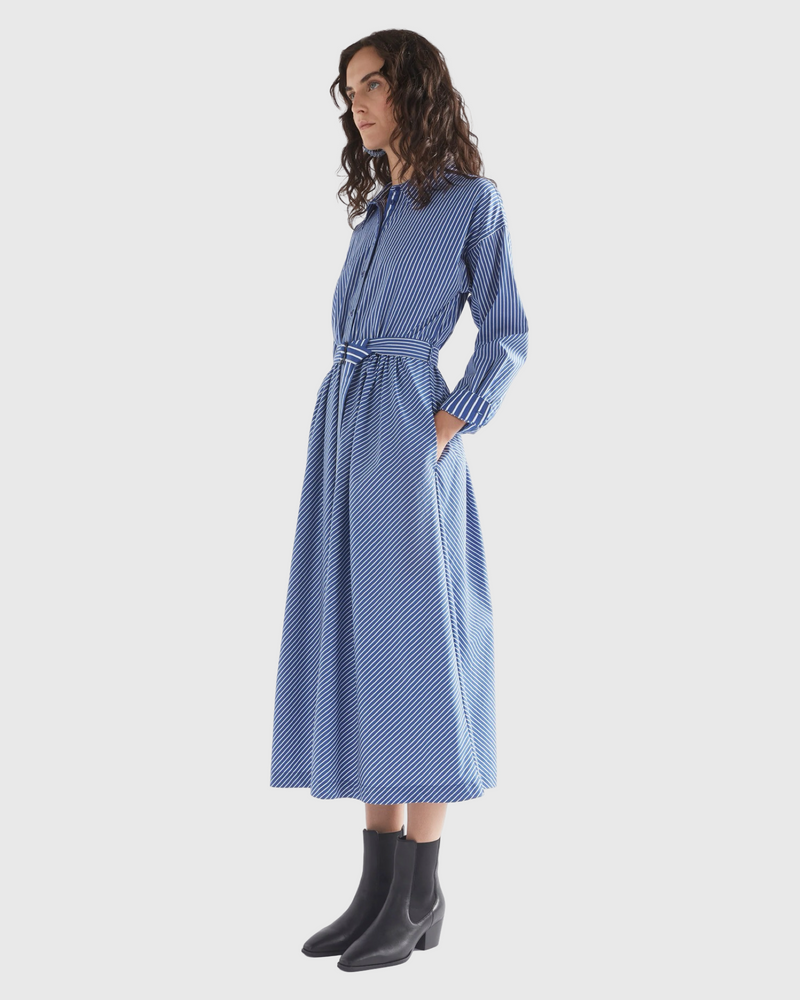 elk ligne shirt dress blue stripe