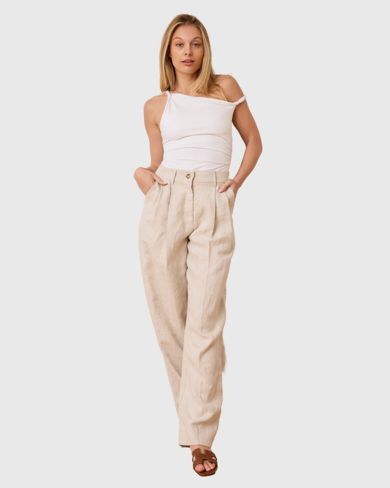 caitlin crisp freddie pant natural linen