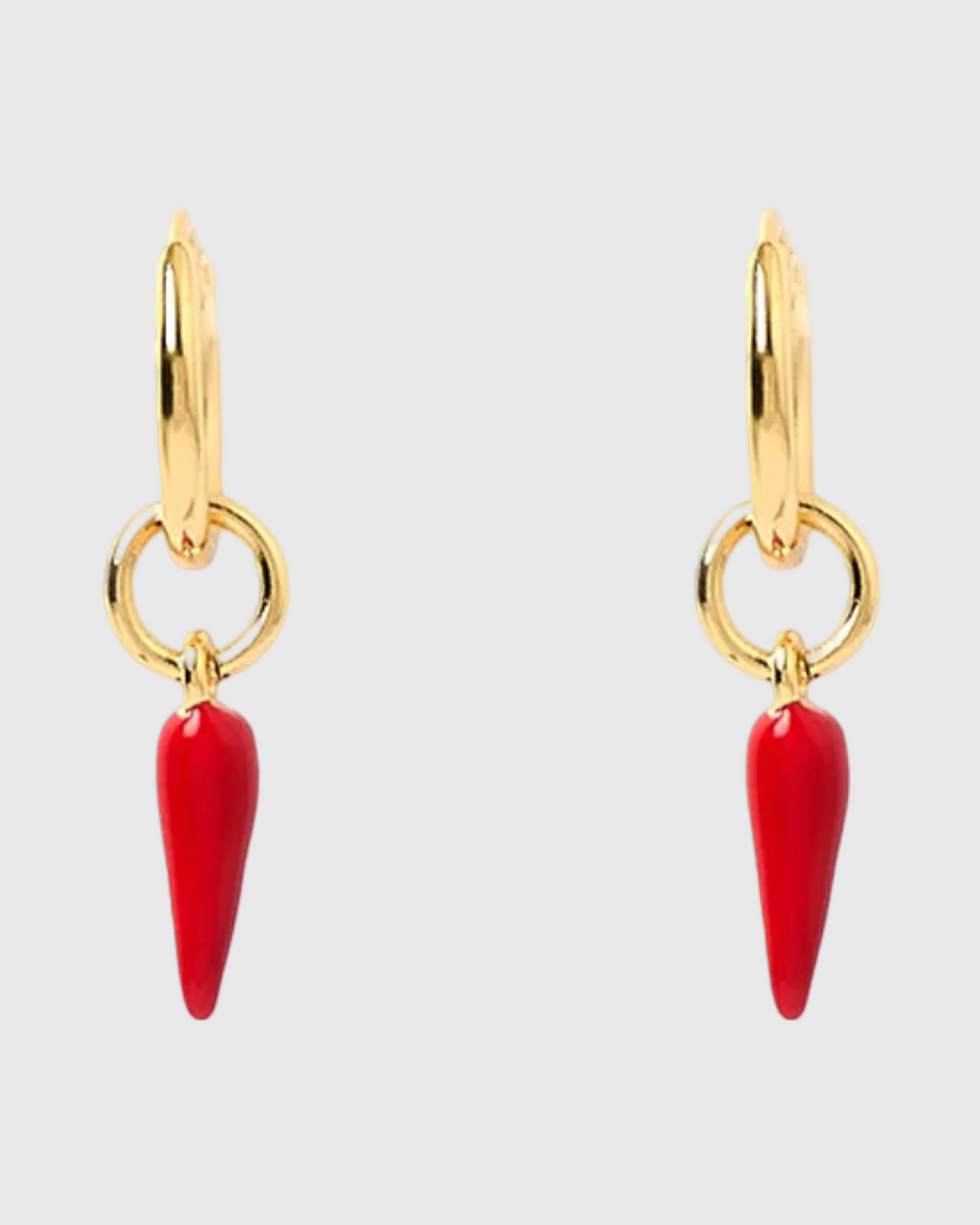 arms of eve cornicello red charm earrings small gold