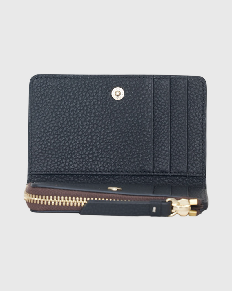 saben wednesday wallet black croc + white stitch