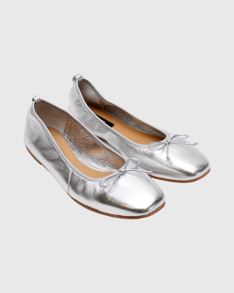 la tribe ballet flat silver