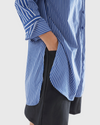 elk ligne print shirt blue stripe