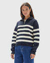 assembly label parisienne quarter zip cotton jumper true navy/antique white