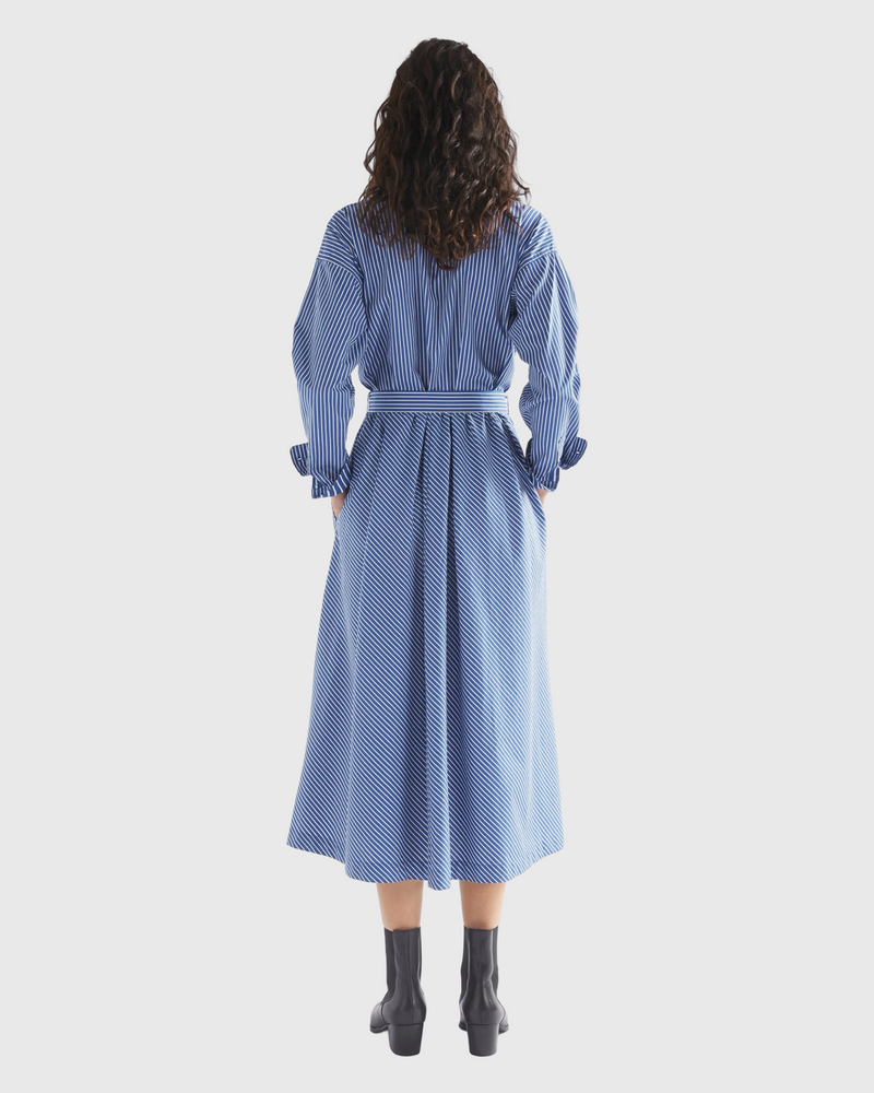 elk ligne shirt dress blue stripe