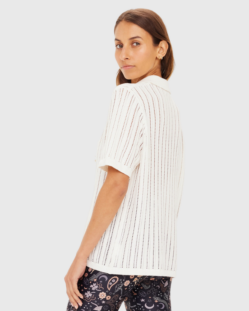 the upside kitt knit polo creme