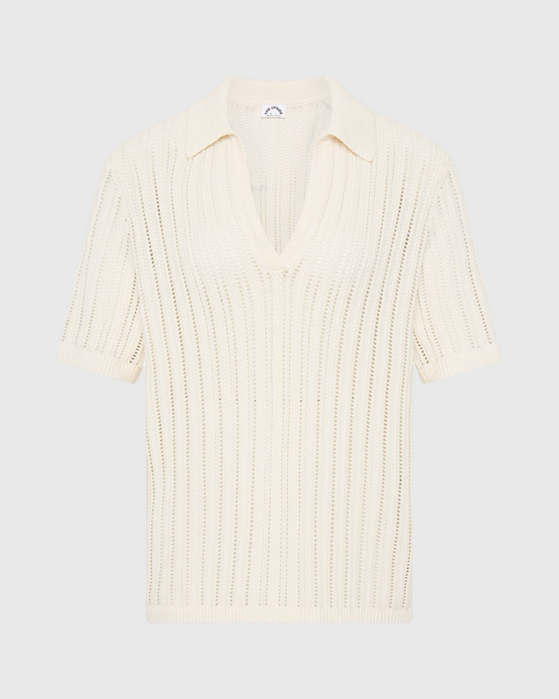 the upside kitt knit polo creme